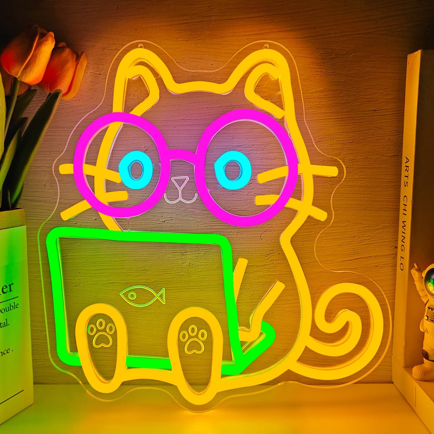 Tech Office Wall - 고양이 모양 네온사인 USB 디밍 가능