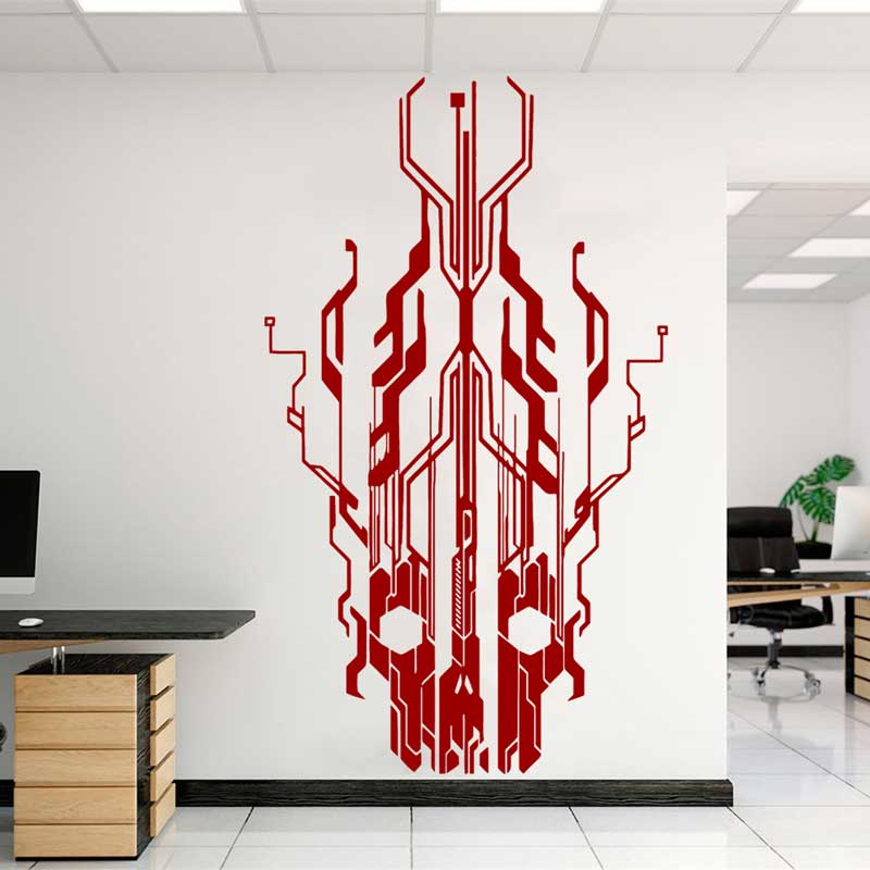 칩 회로 기술 해골 비닐 벽 스티커 비즈니스 사무실 홈 - Tech Office Wall 리뷰 및 가격