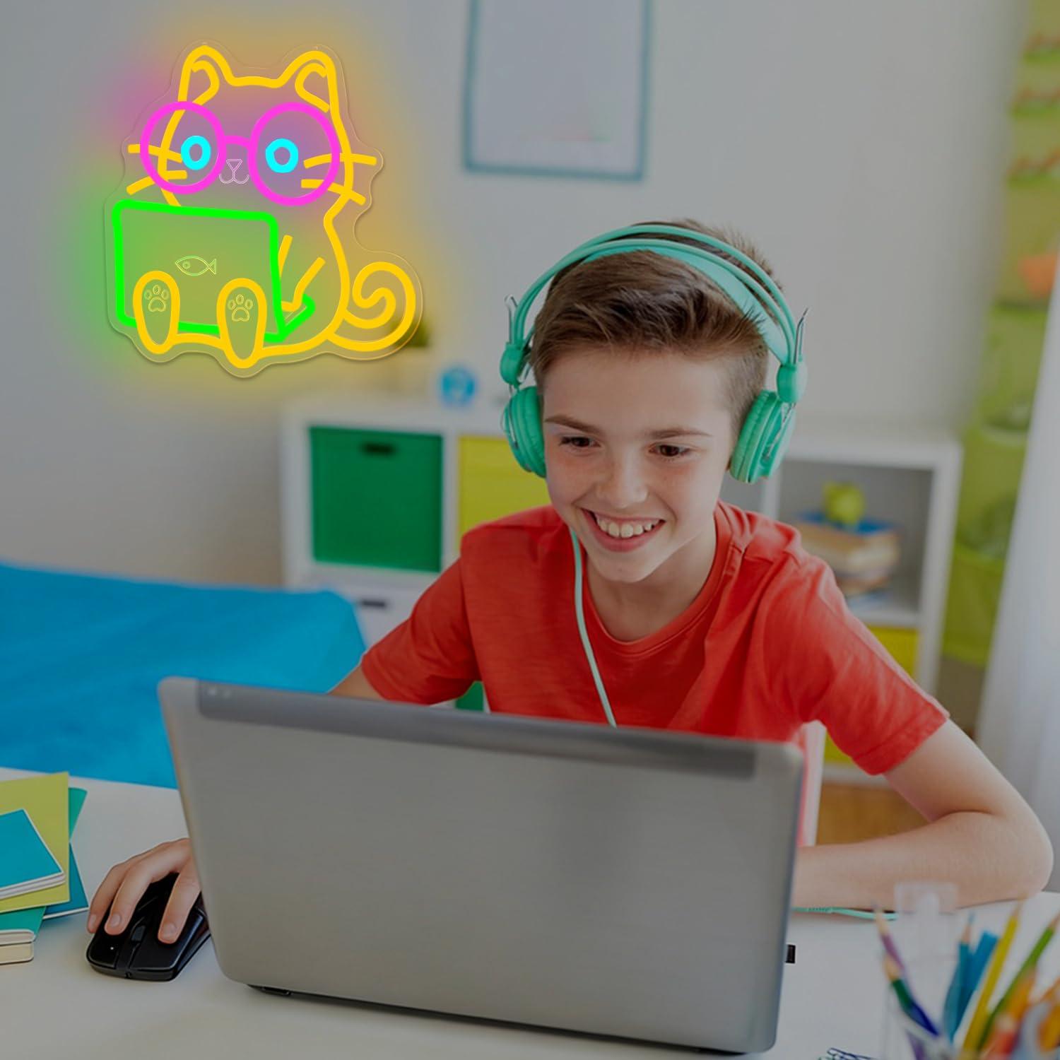 고양이 모양 네온사인 USB 디밍 가능 LED 조명,  - Tech Office Wall 리뷰 및 가격
