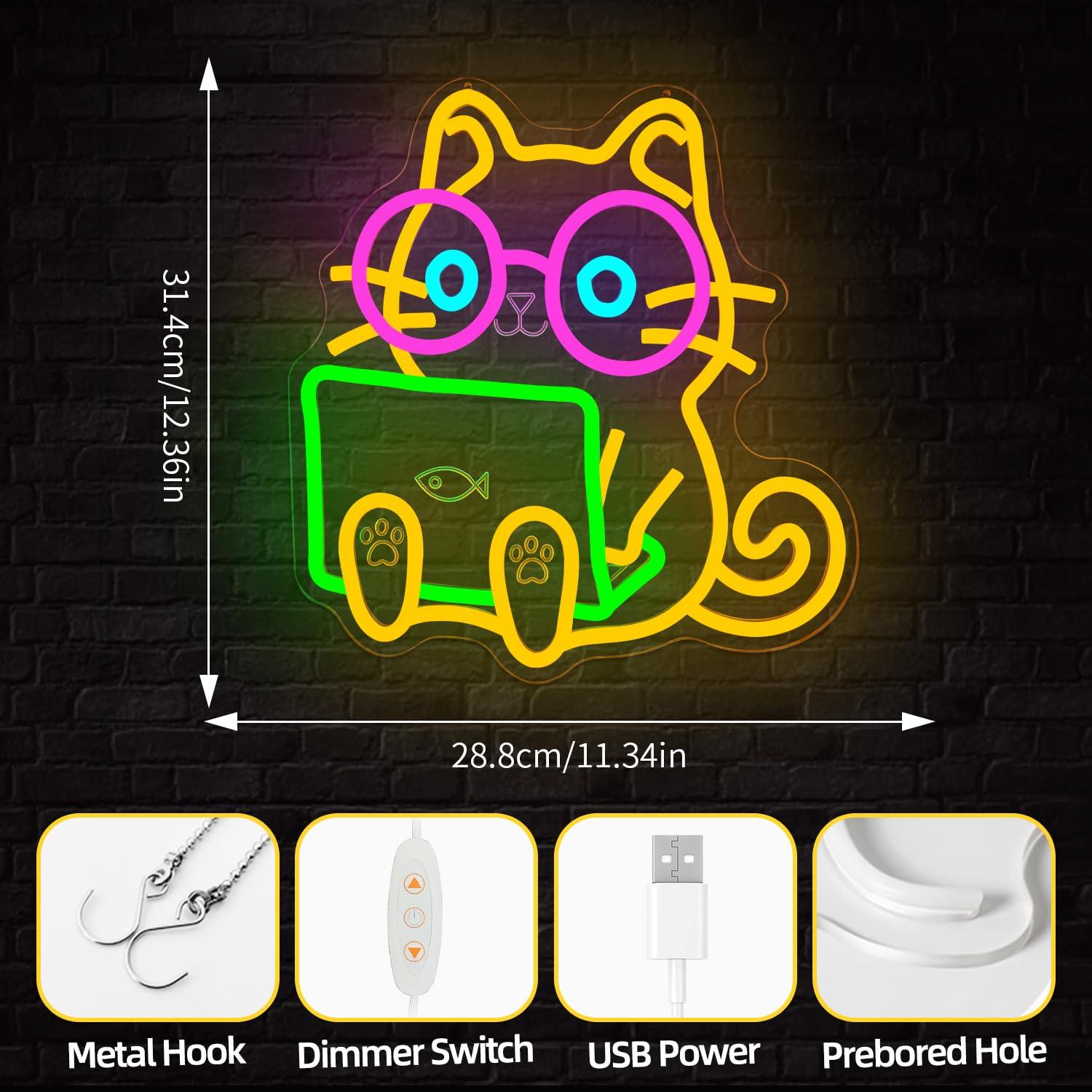 고양이 모양 네온사인 USB 디밍 가능 LED 조명,  - Tech Office Wall 리뷰 및 가격