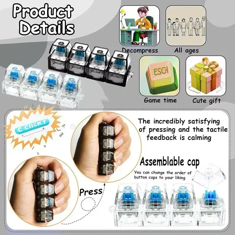1pcs LED 키보드 키캡 스트레스 릴리프 키체인 4 - Office Tech 리뷰 및 가격