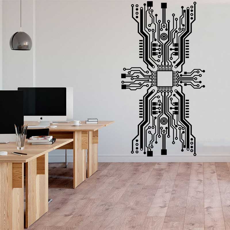 회로 보드 칩 벽 스티커 기술 기술 CPU 컴퓨터 IT - Tech Office Wall 리뷰 및 가격