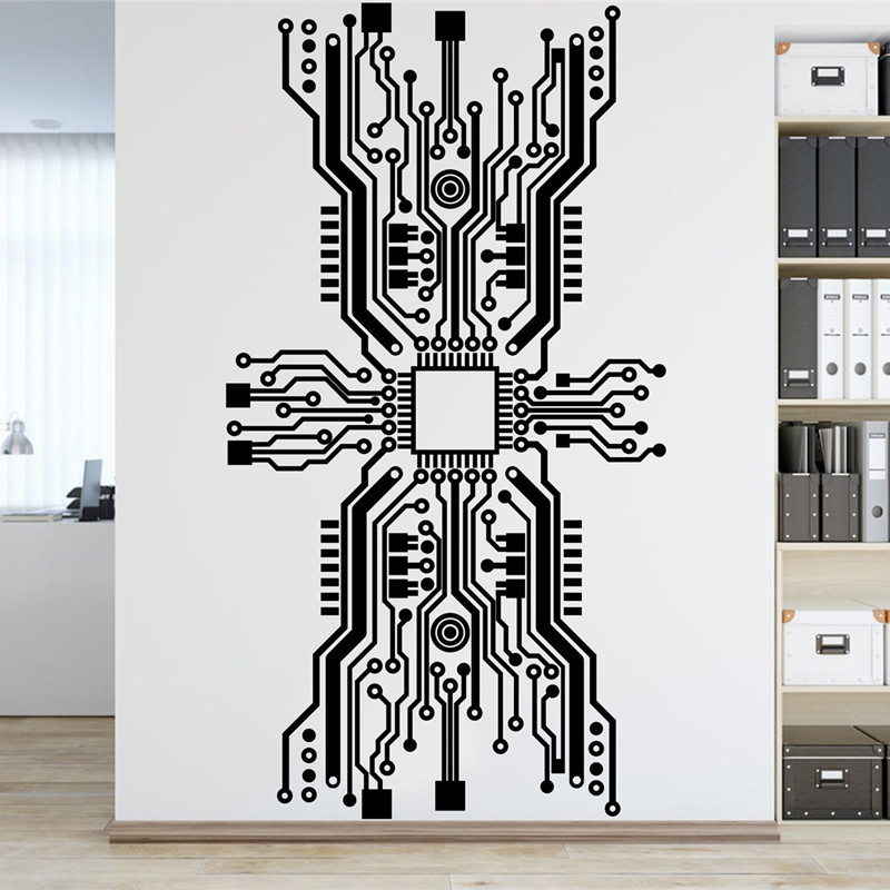 회로 보드 칩 벽 스티커 기술 기술 CPU 컴퓨터 IT - Tech Office Wall 리뷰 및 가격